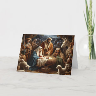 Cartão De Festividades Cena de Natal da Natividade Linda Festa de Natal