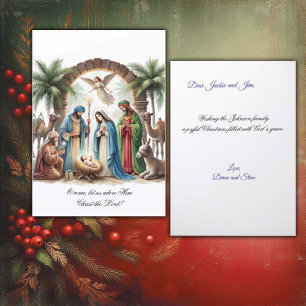 Cartão De Festividades Cena de Natal da Sagrada Família 