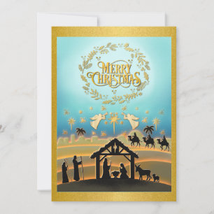 Cartão De Festividades Cena de Natal do Menino Jesus no Presépio