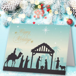 Cartão De Festividades Cena de Natal Feliz Natal Presépio