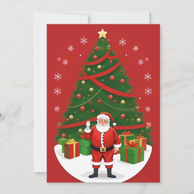 Cartão De Festividades Cena de Natal Festiva com Papai Noel (Frente)