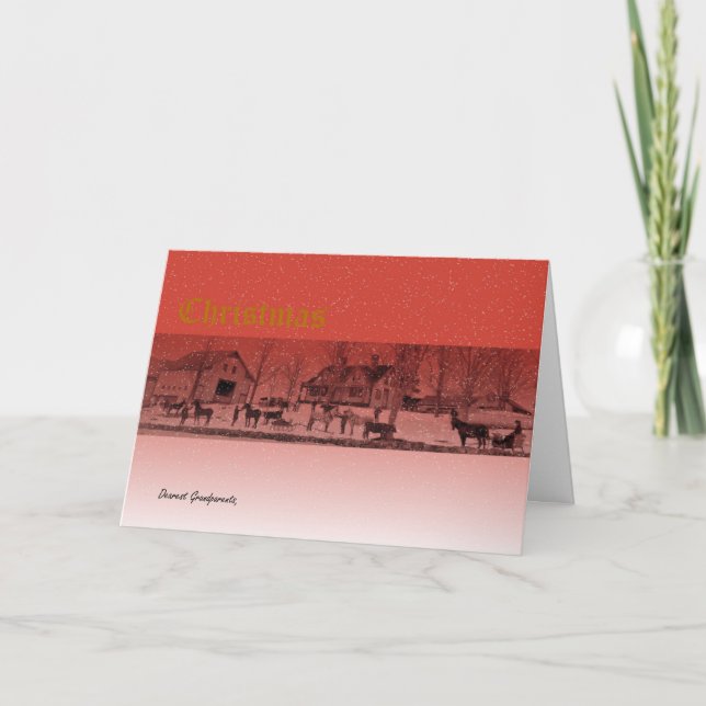 Cartão De Festividades Cena de Natal no início dos anos 1900 Maine (Frente)