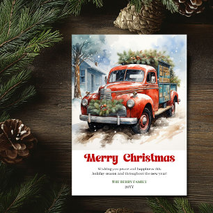 Cartão De Festividades Cena de Natal rústica elegante carro de feriado vi
