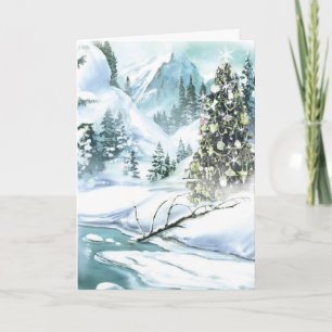 Cartão De Festividades Cena de Neve