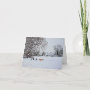 Cartão De Festividades cena de neve de cão paisagem natal arte design