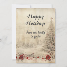 Cartão De Festividades Cena de Neve do Chique de Natal Retroativo