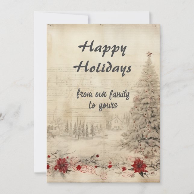 Cartão De Festividades Cena de Neve do Chique de Natal Retroativo (Frente)