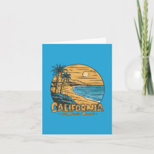 Cartão De Festividades Cena de Praia do Pôr do Sol Retro da Califórnia