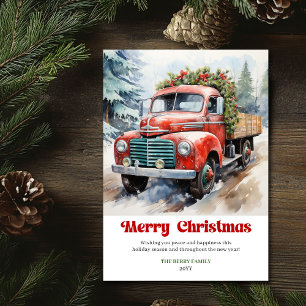 Cartão De Festividades Cena encantadora de Natal rústico em aquarela para