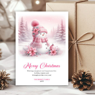 Cartão De Festividades Cena Festiva de Natal Luxuoso Pinkmas Editável