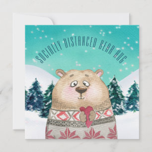 Cartão De Festividades Cena Florestal de Abraço de Urso Socialmente Dista