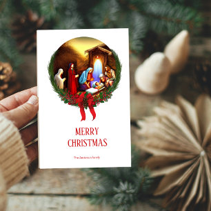 Cartão De Festividades Cena Natal da Natividade, Natal Santa