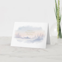 Cartão De Festividades Cena Pastel de Vila de Inverno com Neve Suave Chr