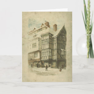 Cartão De Festividades Cena Vintage de Natal Vitoriana Vergonhosa