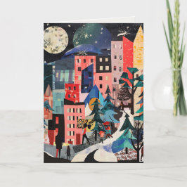 Cartão De Festividades Cenas de Árvore de Natal Únicas