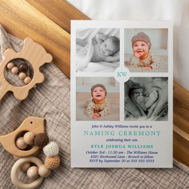 Cartão De Festividades Cerimônia de nomeação de colagem de fotos com mono (Criador carregado)