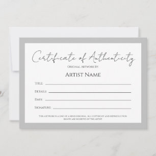 Cartão De Festividades Certificado de Autenticidade de Fotografia de Arte