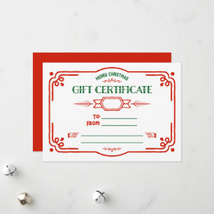 Cartão De Festividades Certificado de Presente de Férias Personalizado em