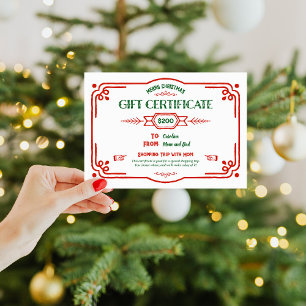Cartão De Festividades Certificado de Presente de Natal Personalizado