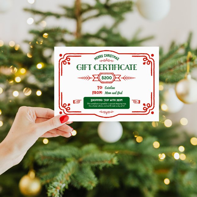 Cartão De Festividades Certificado de Presente de Natal Personalizado (Criador carregado)