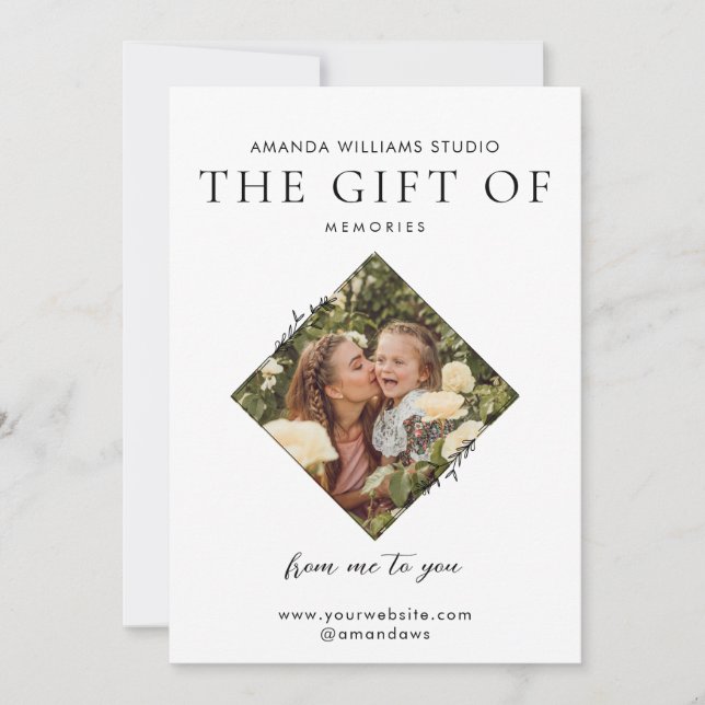 Cartão De Festividades Certificados de Cartão-Presente para Fotógrafo (Frente)