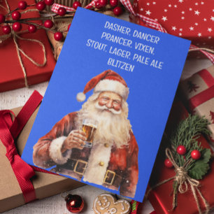 Cartão De Festividades Cerveja com Nomes Engraçados de Rena de Natal