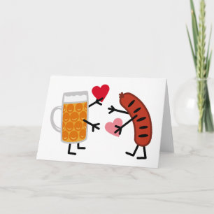 Cartão De Festividades Cerveja e bratwurst - Dia de os namorados bonito