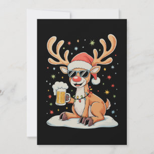 Cartão De Festividades Cerveja Rena de Natal Luzes de Natal Festa de Nata