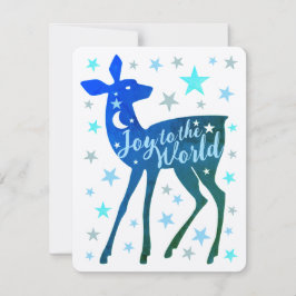Cartão De Festividades Cervo Bebê & Estrelas Alegria para o Mundo Flat