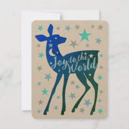 Cartão De Festividades Cervo Bebê & Estrelas Alegria para o Mundo Flat