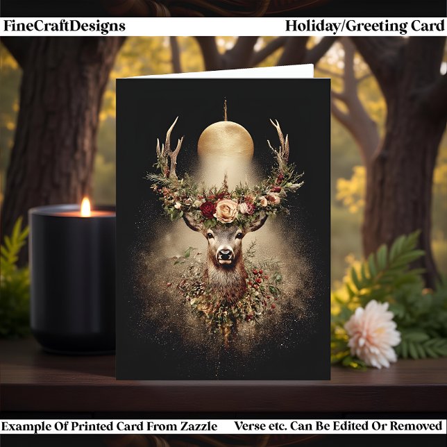 Cartão De Festividades Cervo da Noite Mais Longa, Yule e Solstício de Inv (Criador carregado)