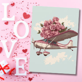 Cartão De Festividades Cessna Airplane carries Flower Bouquet Photo Funny