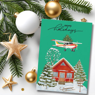 Cartão De Festividades Cessna Avião transporta Foto de árvore de Natal En
