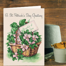 Cartão De Festividades Cesta de Flores Vintage Retro Dia de São Patrício