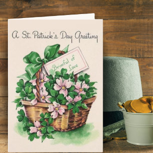 Cartão De Festividades Cesta de Flores Vintage Retro Dia de São Patrício