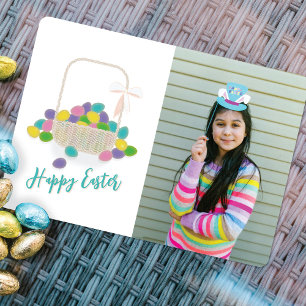 Cartão De Festividades Cesta de Ovos & Foto Personalizada Feliz Páscoa