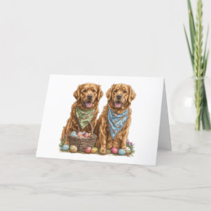 Cartão De Festividades Cesta de Páscoa dos cães de retenção do Ouro do fe
