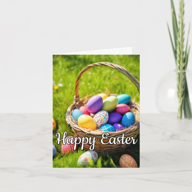 Cartão De Festividades Cesta do Felz pascoa festivo (Frente)