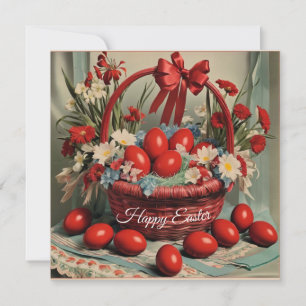Cartão De Festividades Cesto de felz pascoa com ovos