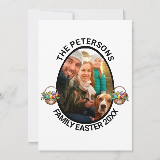 Cartão De Festividades Cesto de Ovos de Fotografia da Páscoa Personalizad (Frente)