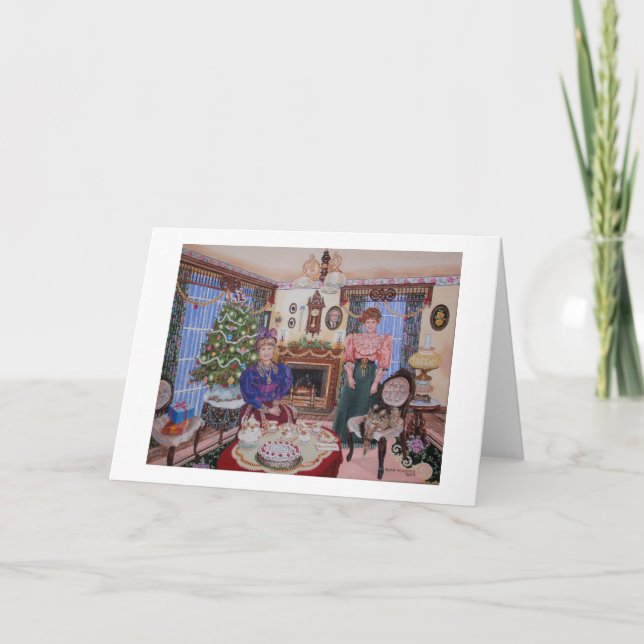 Cartão De Festividades Chá de Natal no salão (Frente)