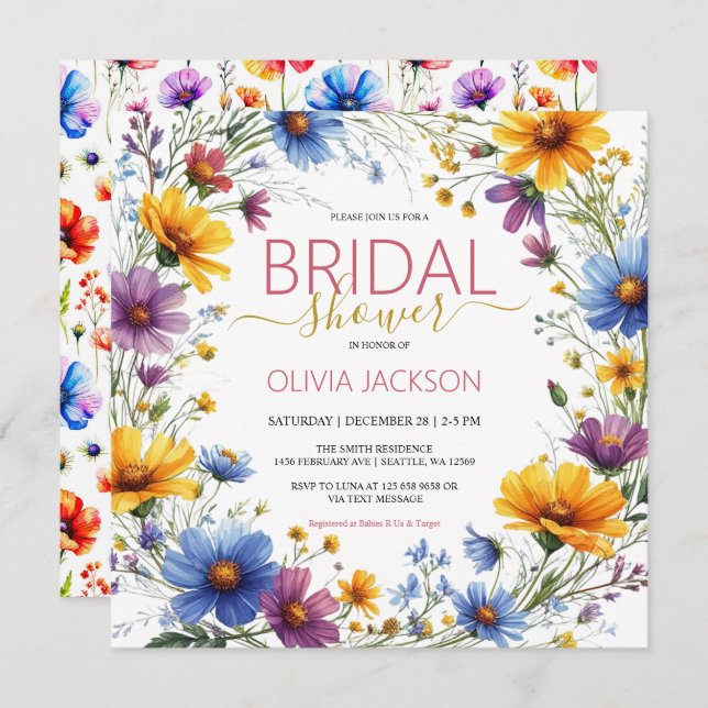 Cartão De Festividades Chá de panela de flores selvagens (Frente/Verso)