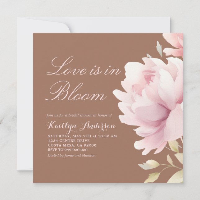 Cartão De Festividades Chá de panela Floral Elegante Terracotta (Frente)