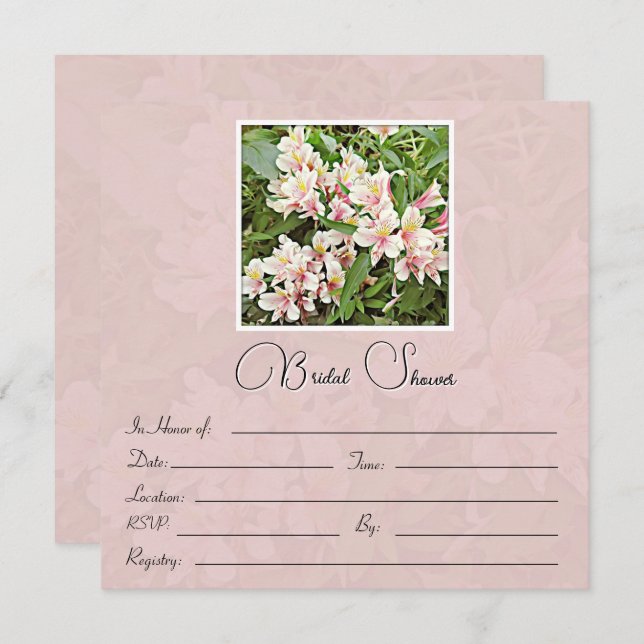 Cartão De Festividades Chá de panela Floral Rosa (Frente/Verso)