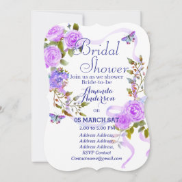 Cartão De Festividades Chá de panela Romântico Rosa Roxo