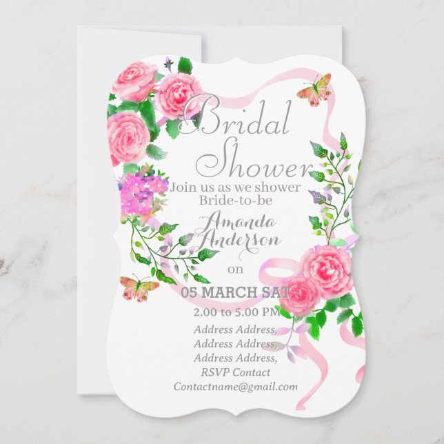 Cartão De Festividades Chá de panela Rosa Rosa Rosa Rosa Rosa Rosa Românt (Frente)