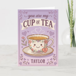 Cartão De Festividades Chá de xícara roxa de flor silvestre vintage namor