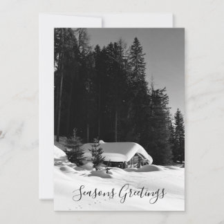 Cartão De Festividades Chalé Suíço Na Neve