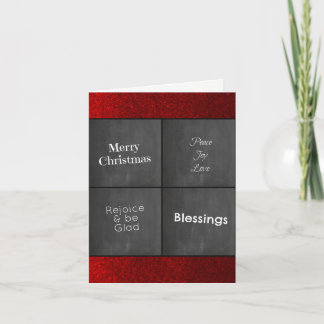 Cartão De Festividades Chalk Board Red Faux Glitter Christmas