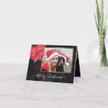 Cartão De Festividades Chalkboard Botanical Merry Christmas Photo<br><div class="desc">Poinsettia Elegante com fundo Chalkboard e quadros Prata Cartão de Férias de Natal que você pode personalizar com seu próprio nome e fotos. Por favor,  substitua as fotos de exemplo por suas. Exemplo de foto cortesia de https://pixabay.com/es/users/yamabsm-1300729/</div>